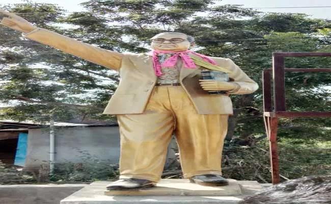 TRS Flags For The Ambedkar Statue - Sakshi