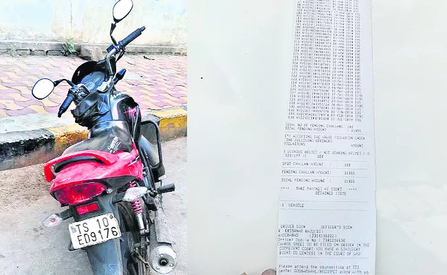 Traffic Police Bike Seized Traffic Rules Breaking in Hyderabad - Sakshi