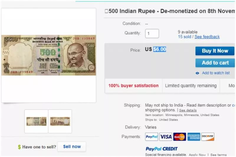 On eBay People Are Still Buying Useless Rs 500 Notes - Sakshi