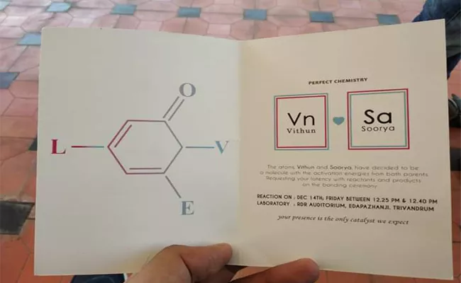 Kerala Chemistry Teacher Viral Wedding Invitation Card - Sakshi