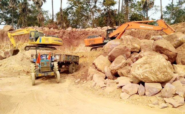 Quarrying in Illegal Assigned Lands Guntur - Sakshi