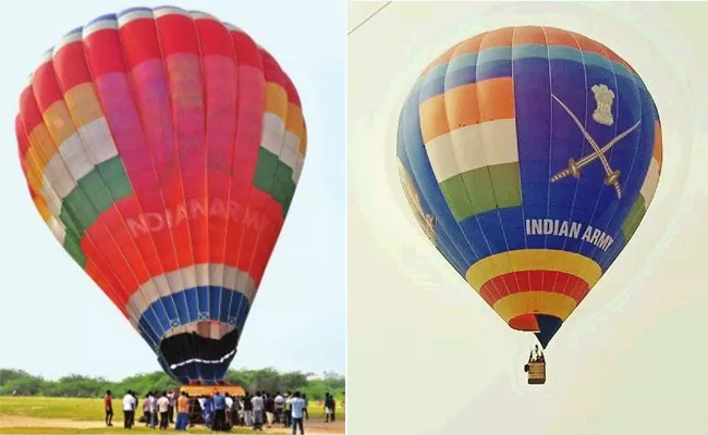 Indian Army Jawans traveling on Hot balloon - Sakshi