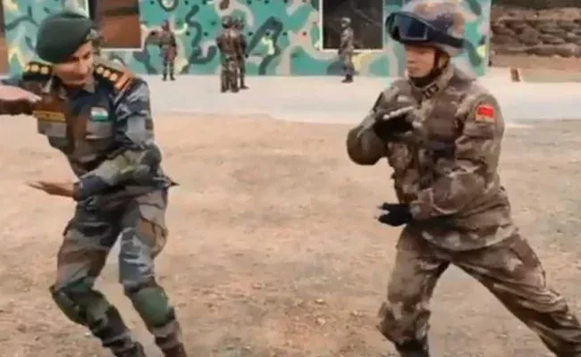 Chinese Soldier Tai Chi Lesson For Indian Army Officer - Sakshi