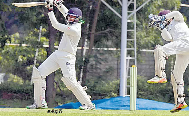 Sasidhar, Nitish Centuries Against Karnataka Match - Sakshi