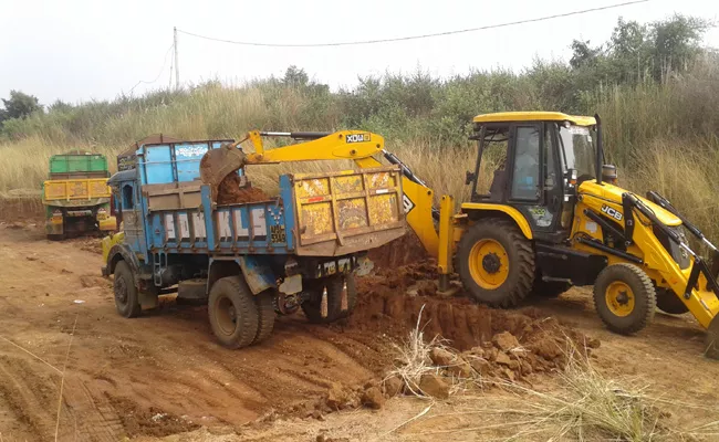 Illegal Excavation of Gravel  In Vizianagaram - Sakshi