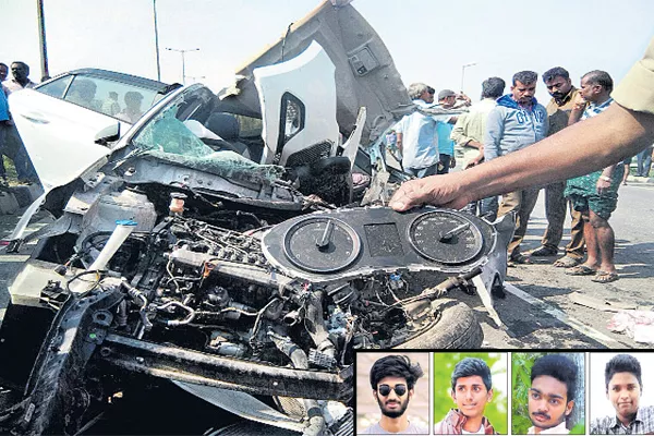 Death of four engineering students in Road Accident - Sakshi