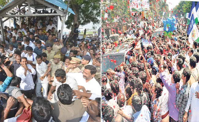 Grand welcome to ys jagan from tirupathi - Sakshi