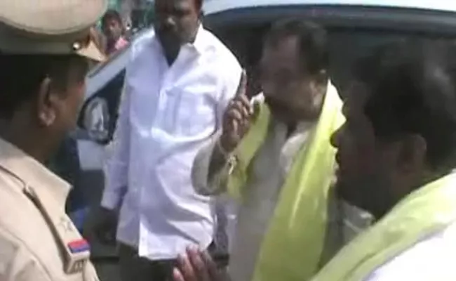 TDP MLA Assaults Police For Wrap Up Cock Fighting In Anantapur - Sakshi