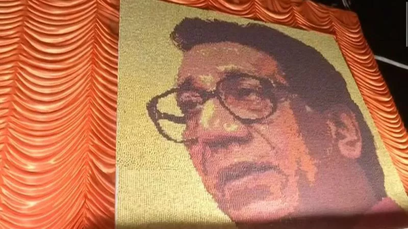 Mumbai Artist Creates Bal Thackerays Portrait With Rudrakshas - Sakshi