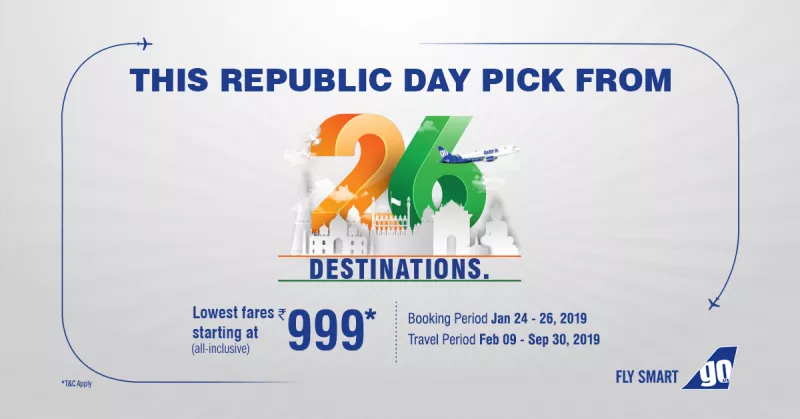 GoAir Republic Day offer ‘26 destinations on 26 January - Sakshi