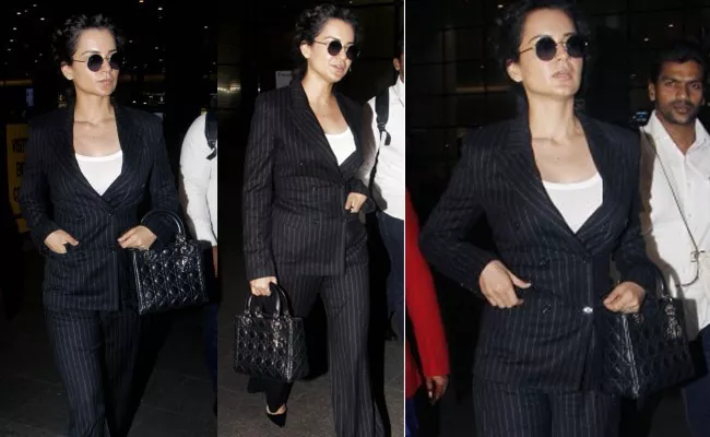 Kangana Ranaut In Monochrome Power Suit - Sakshi