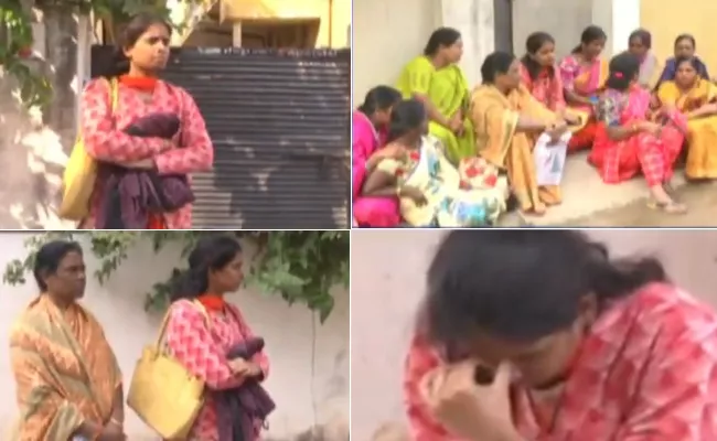 Married Woman Protest Infront of Husband House - Sakshi