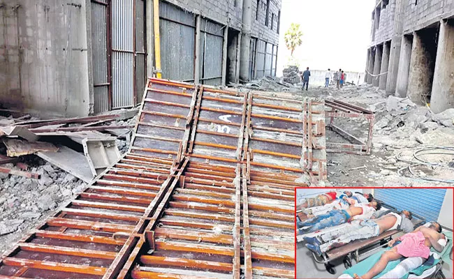 Five Workers Died After Govt Double Bedroom Construction Collapse At Keesara - Sakshi