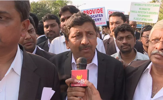 Lawyers Protest Rally to Fulfill Demands - Sakshi