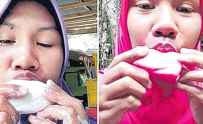 Indonesian Woman Eats Soap Goes Viral - Sakshi