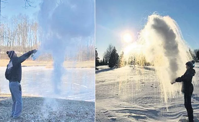 Americans Are Throwing Boiling Water In Polar Vortex Cold Air - Sakshi