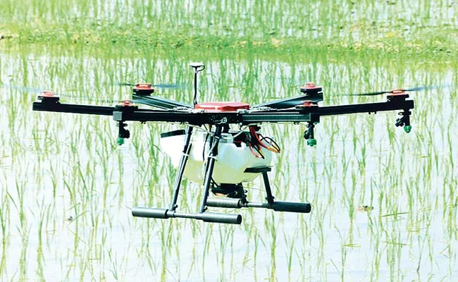 Spraying Pesticide With A Drone - Sakshi