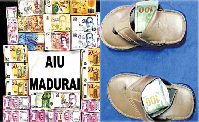 Foreign currency Smuggling In Slippers caught Chennai Airport - Sakshi