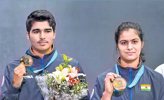 Shooting World Cup: Manu Bhaker, Saurabh Chaudhary win 10m mixed team pistol gold - Sakshi