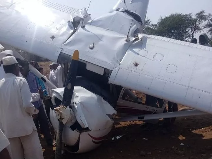 Trainee aircraft Crashes  Near Indapur Pune - Sakshi