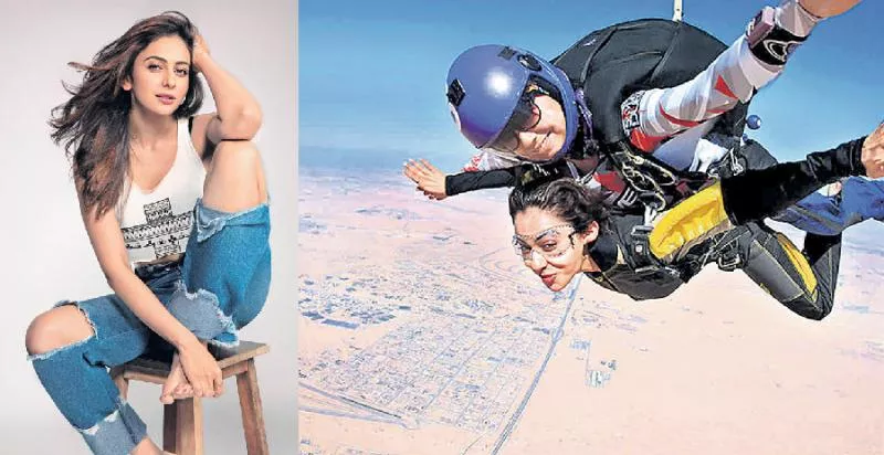 Rakul Preet Singh bitten by skydiving bug - Sakshi