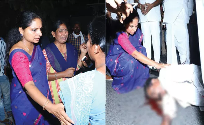 MP Kavitha Helps Road Accident Victim in Dichpally - Sakshi