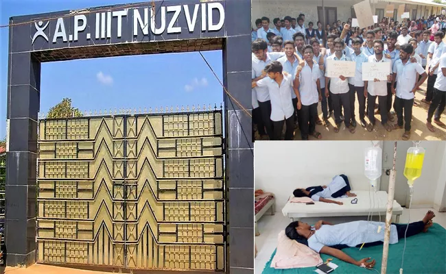  IIIT Campus Students Are Hospitalized By  Inferior Meals In Nuzvid - Sakshi