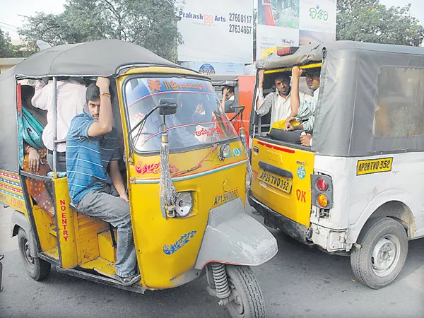 RTC Staff Merged with auto drivers - Sakshi