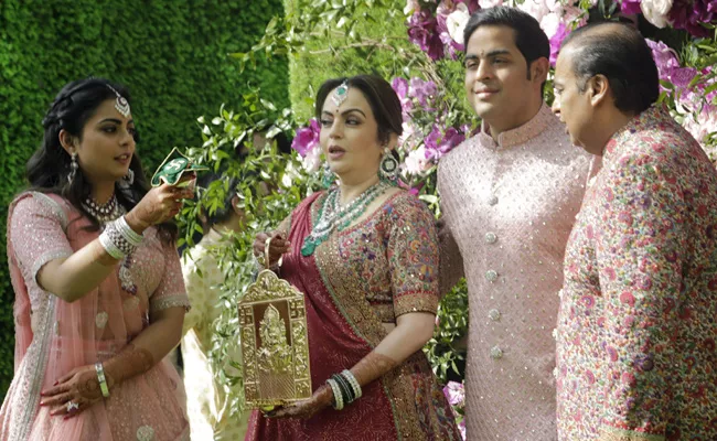 Akash Ambani , Shloka Mehta wedding  - Sakshi