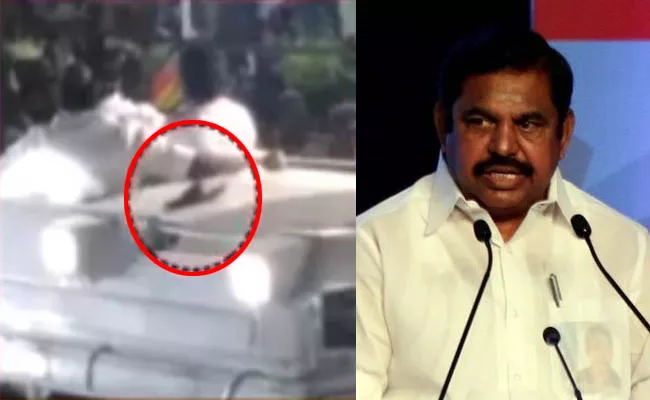 Slipper hurled at Tamil Nadu CM during election campaign - Sakshi