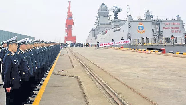 Indian Naval Ships Reach China To Participate In Navy Fleet Review - Sakshi