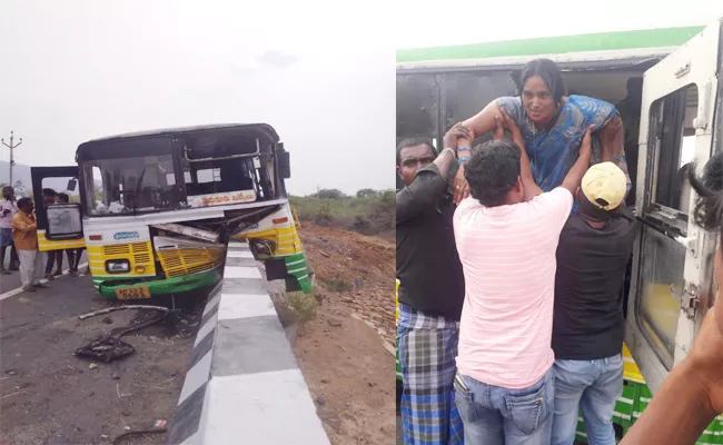 RTC Bus Accident to Culvert in YSR Kadapa - Sakshi