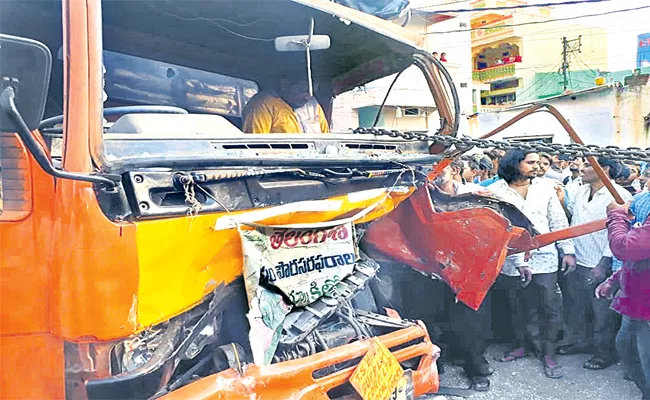 DCM Van Accident to RTC Bus in Hyderabad - Sakshi