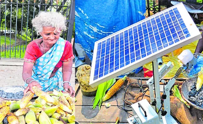 Old Women Use Solar System For Corn Business - Sakshi