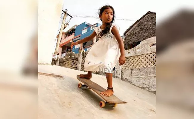 Girl Child Talent in Skating Board - Sakshi