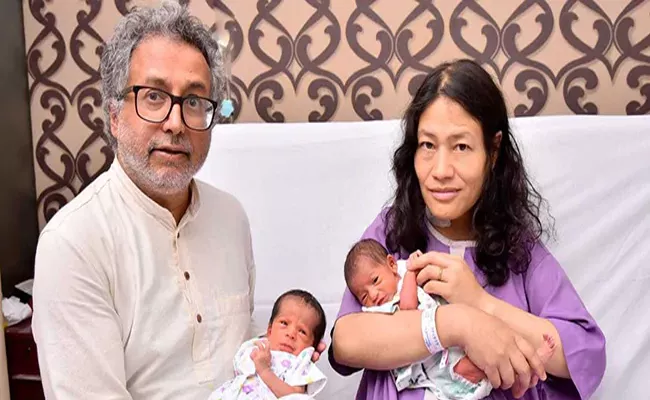 Irom Sharmila Introduce Twin Child to Media First Time - Sakshi