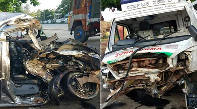 5 dies in Ambulence car crash in Banglore - Sakshi