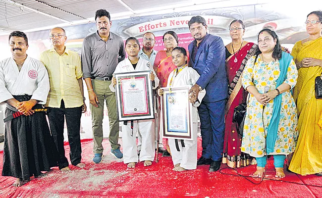 Amruta, Santoshi Got World Record In Karate - Sakshi