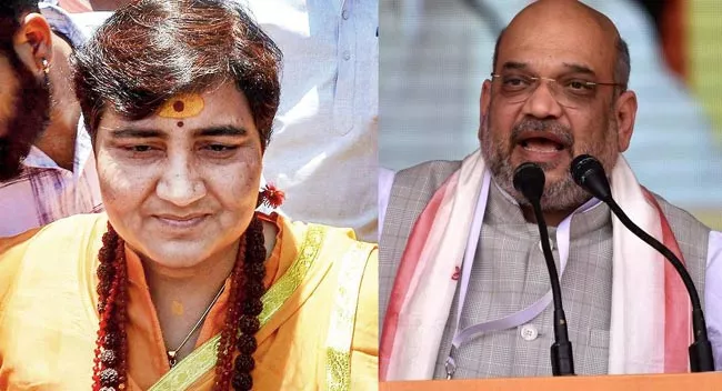 Amit Shah Claim Pragya Thakur In Malegaon Blasts Case Is False - Sakshi