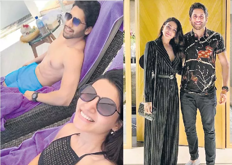 Samantha Akkineni and Naga Chaitanya enjoying their Spain - Sakshi