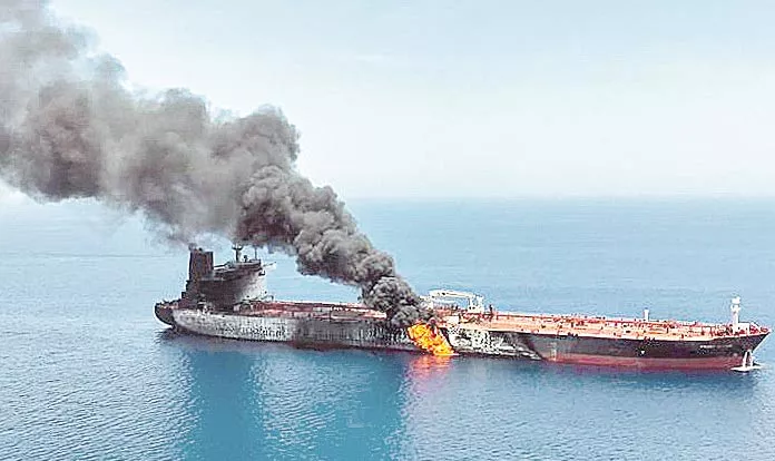 Two oil tankers attacked in Gulf of Oman - Sakshi