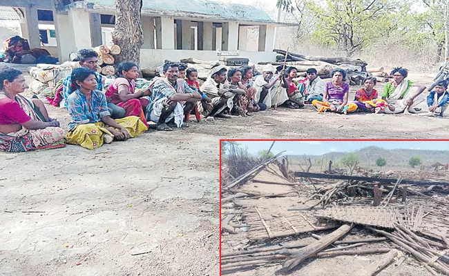 Forest Officers Removed Houses Of Tribals In Kagaznagar - Sakshi