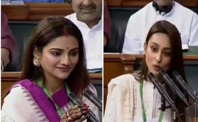 Nusrat Jahan, Mimi Chakraborthy Take Oath As Lok Sabha Members  - Sakshi