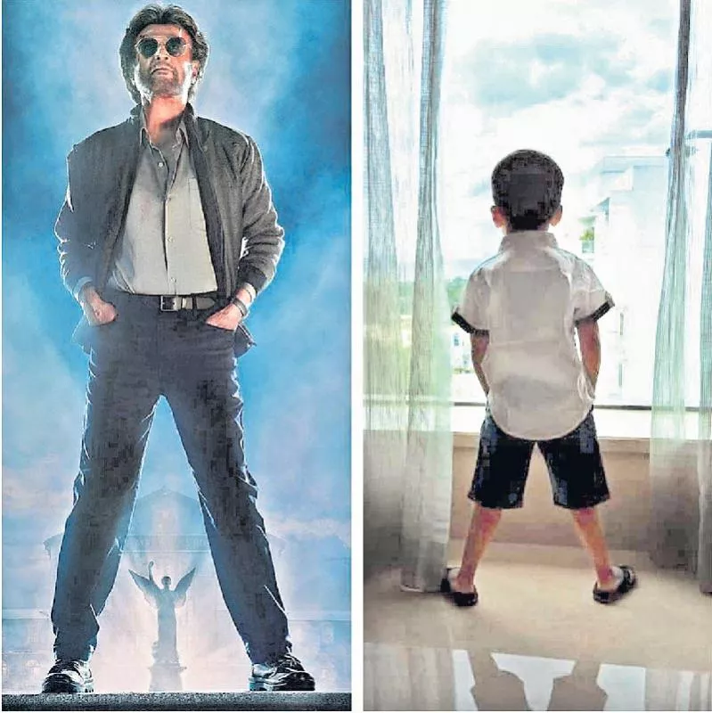 Rajinikanth Grandson Nails Actor Petta Pose Like A Boss - Sakshi