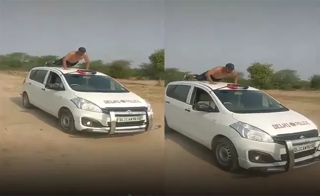 TikTok User Does Push ups on a Moving Police Car - Sakshi