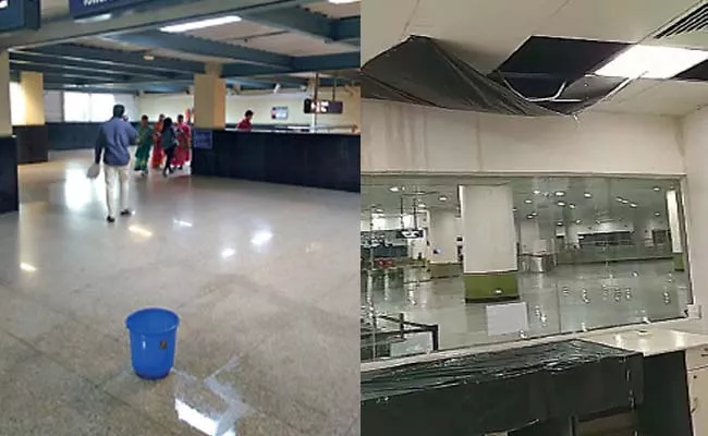 Rain Water Leaks In Bangalore Majistic Metro Station  - Sakshi