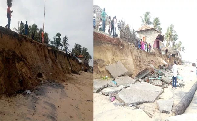 Many Houses Smash With Sea Waves In East Godavari - Sakshi