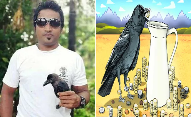 Man Business With Crow In Karnataka - Sakshi