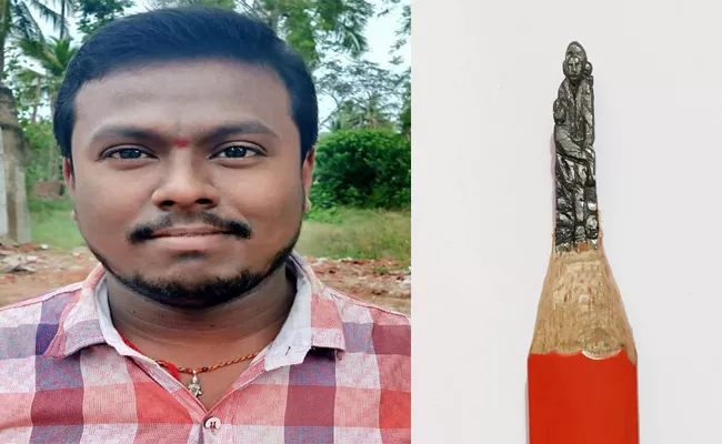 A Artist Curved Sai Baba Idol On Pencil Thorn In East Godavari - Sakshi