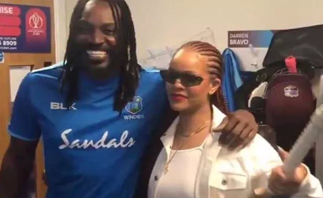 Gayle Meets Pop Star Rihanna In West Indies Dressing Room - Sakshi